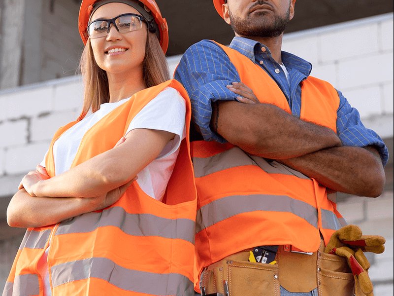 Construction professionals in safety wear